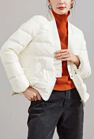 V-neck long Sleeves Thicken Down Puffer Jacket