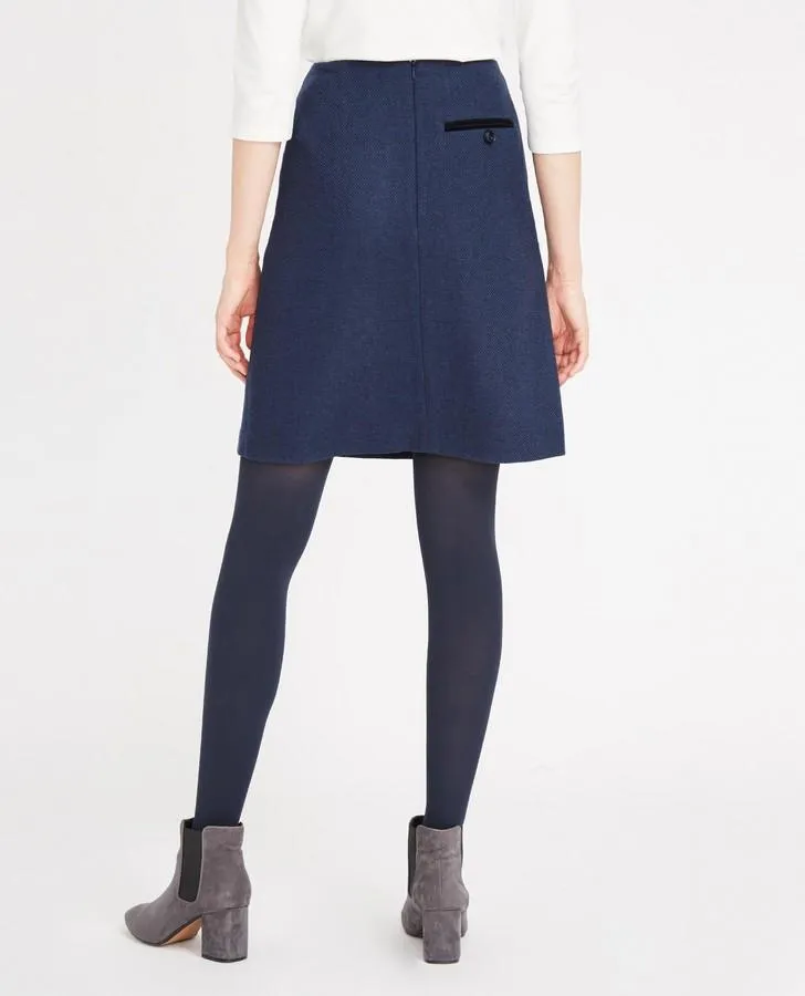 Velvet Trim Wool Skirt