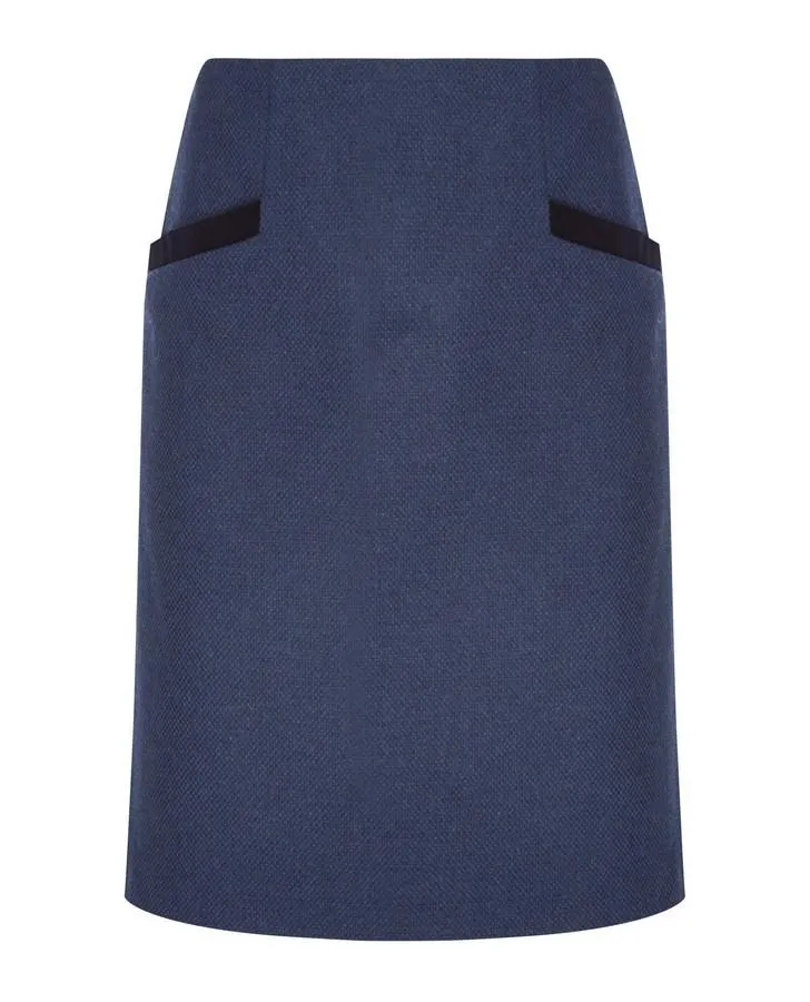 Velvet Trim Wool Skirt