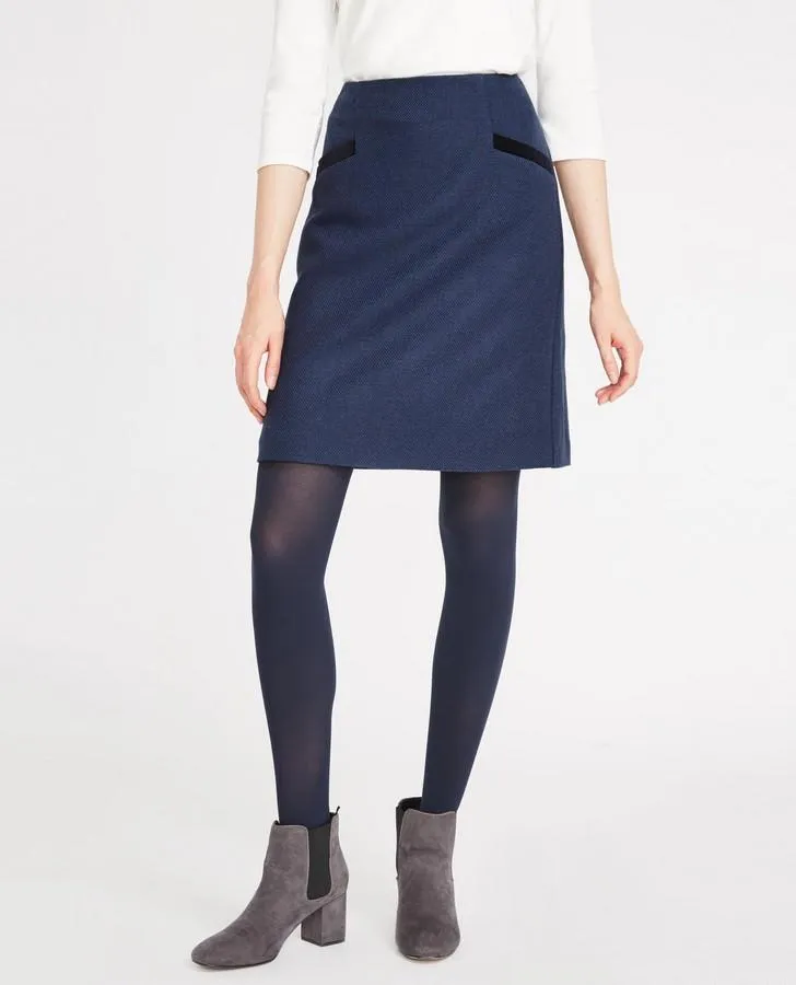 Velvet Trim Wool Skirt