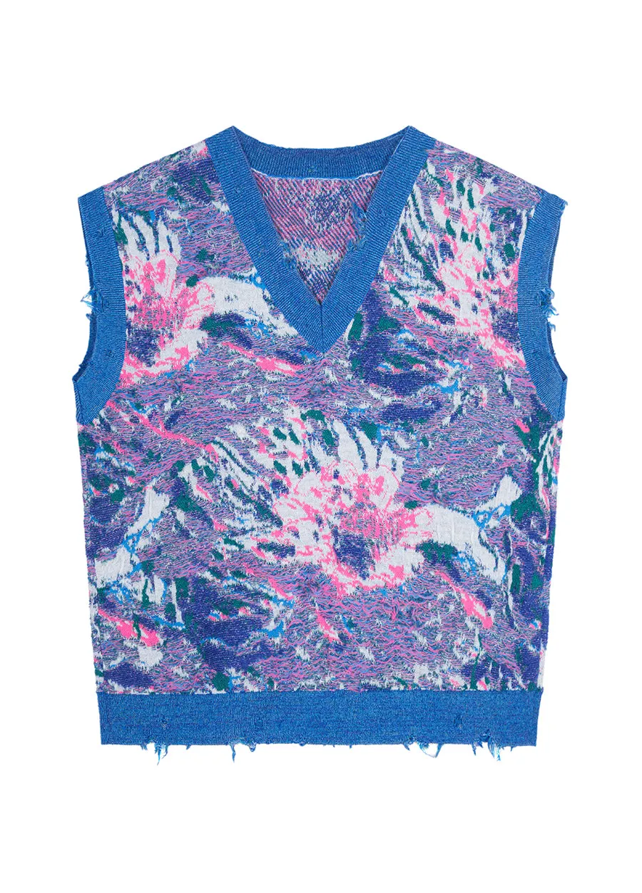 Vest / JNBY Peony Jacquard V-neck Vest