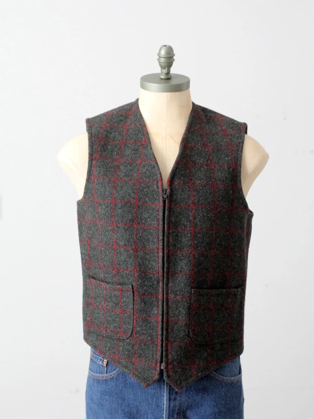 vintage Johnson Woolen mills plaid vest