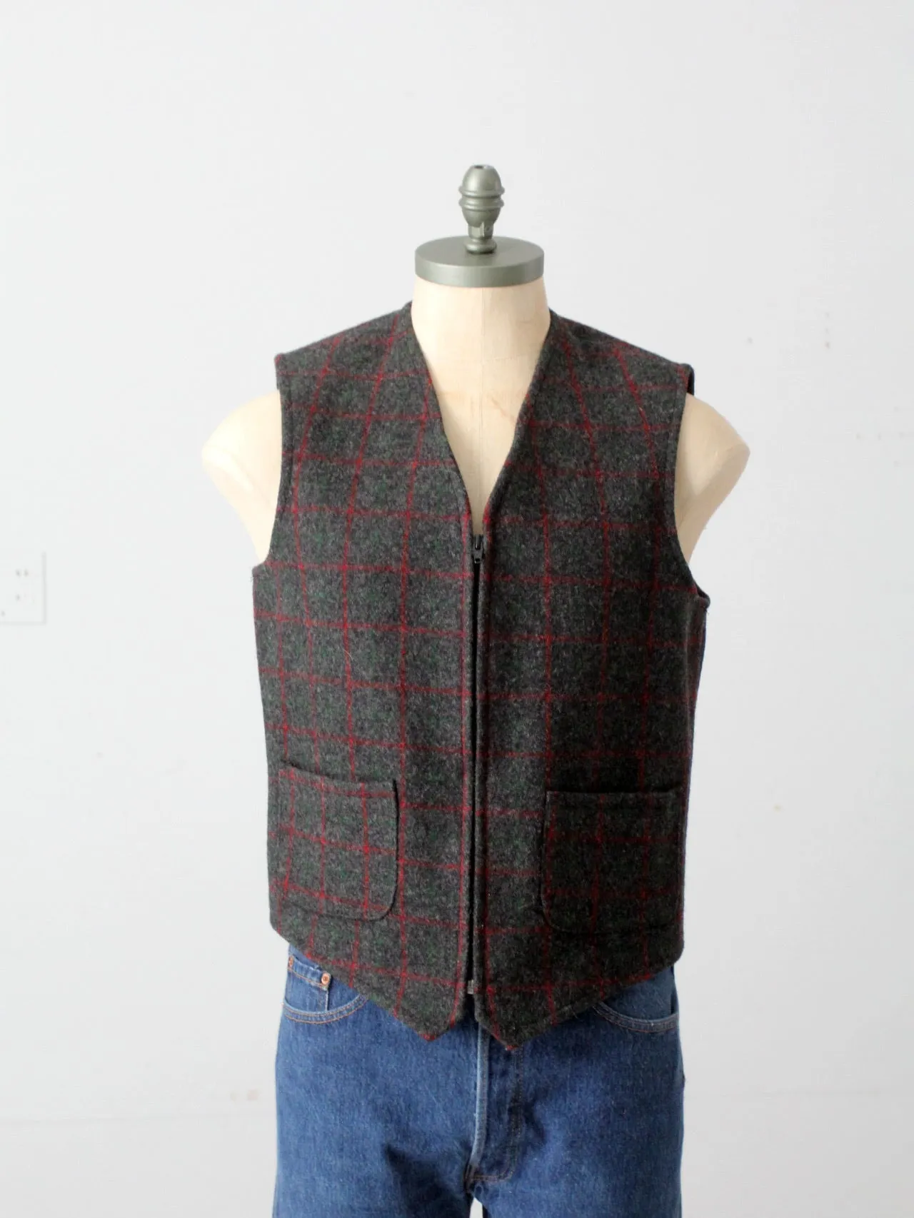 vintage Johnson Woolen mills plaid vest