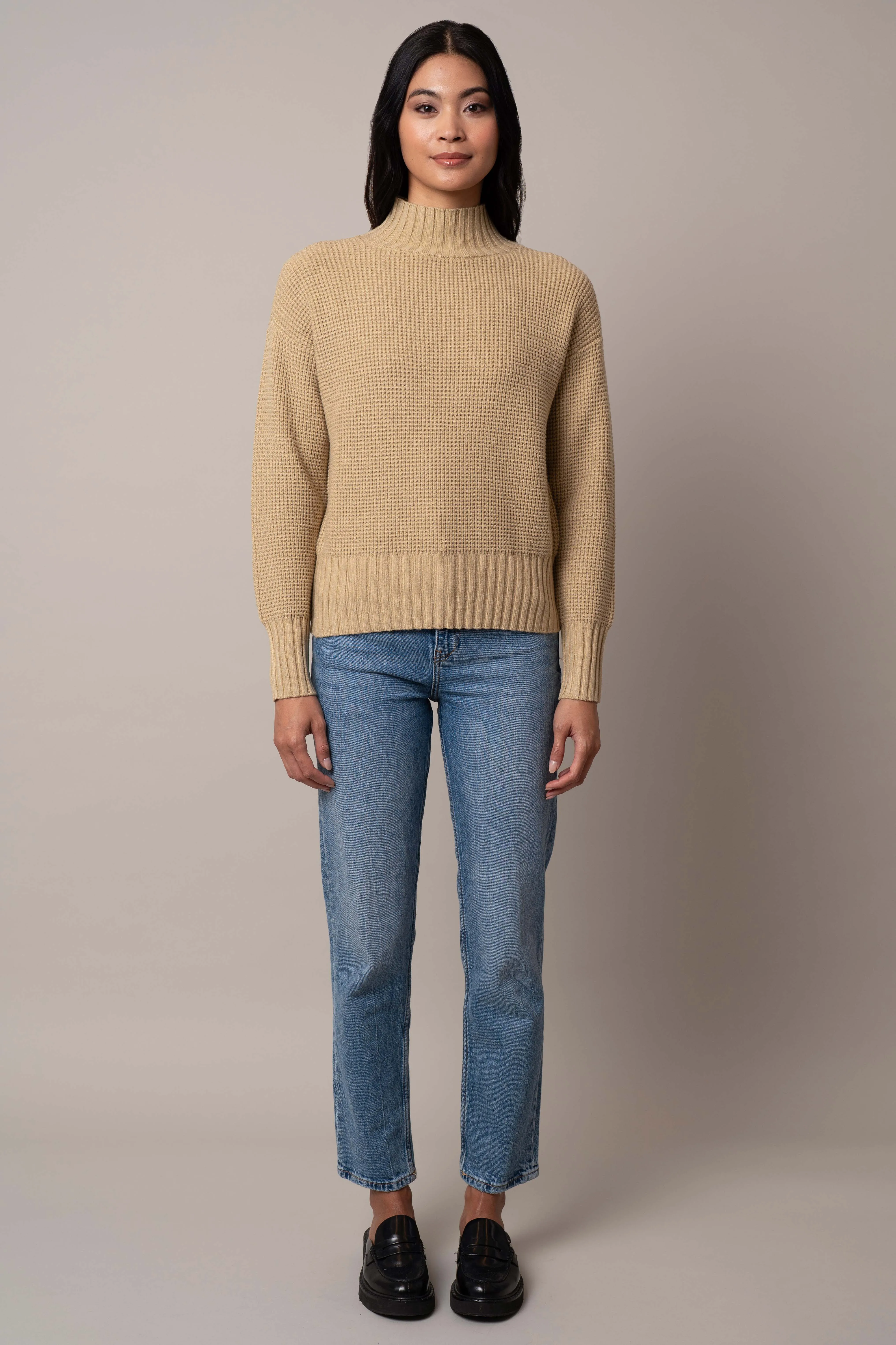 Waffle Mock Neck Pullover