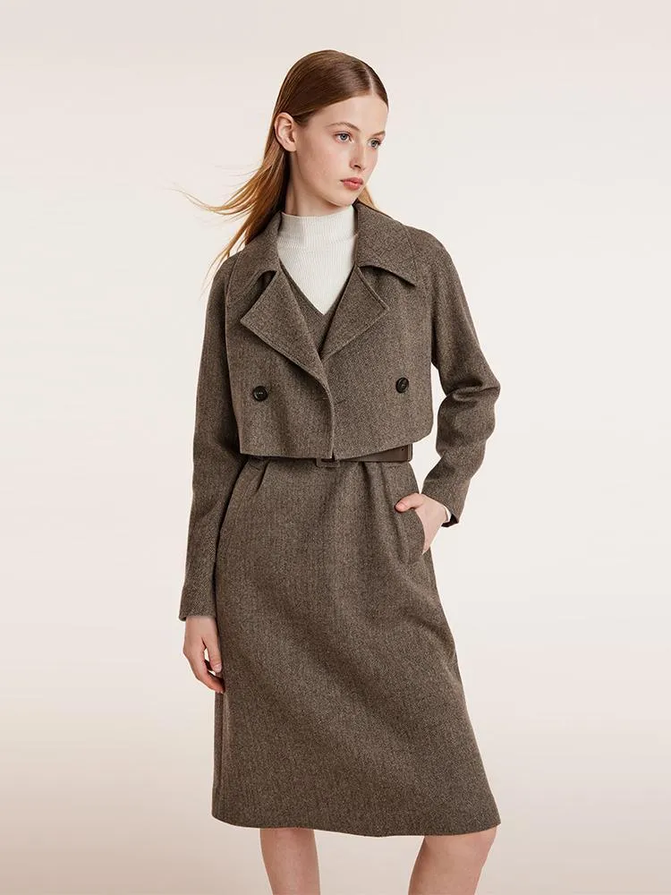 Washable Wool Crop Jacket And Vest Dress Suit