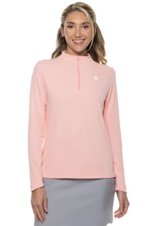 Women's Albatrose Golf Pullover  |  Peachy Pink Diamond Jacquard