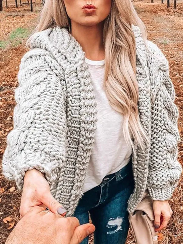 Women's Chills Begone Braid Knit Hooded Cardigan