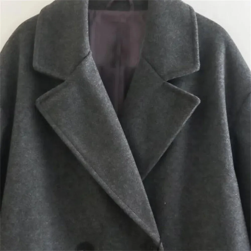 Women's Long Double Breasted Wool Trench Coat | Ideal for Autumn/Winter