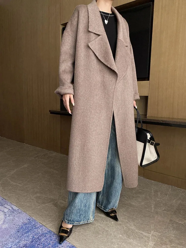 Women's Petite Wool-Blend Long Jacket Coat