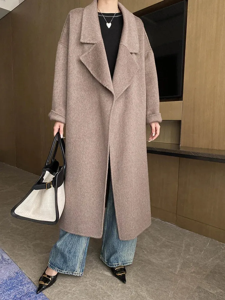 Women's Petite Wool-Blend Long Jacket Coat