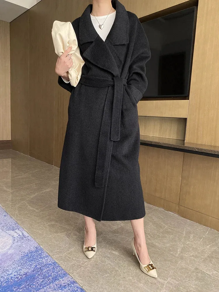 Women's Petite Wool-Blend Long Jacket Coat