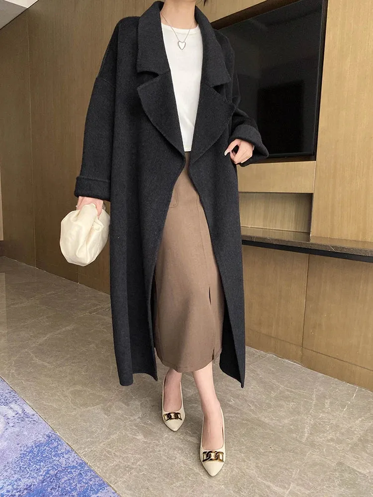 Women's Petite Wool-Blend Long Jacket Coat