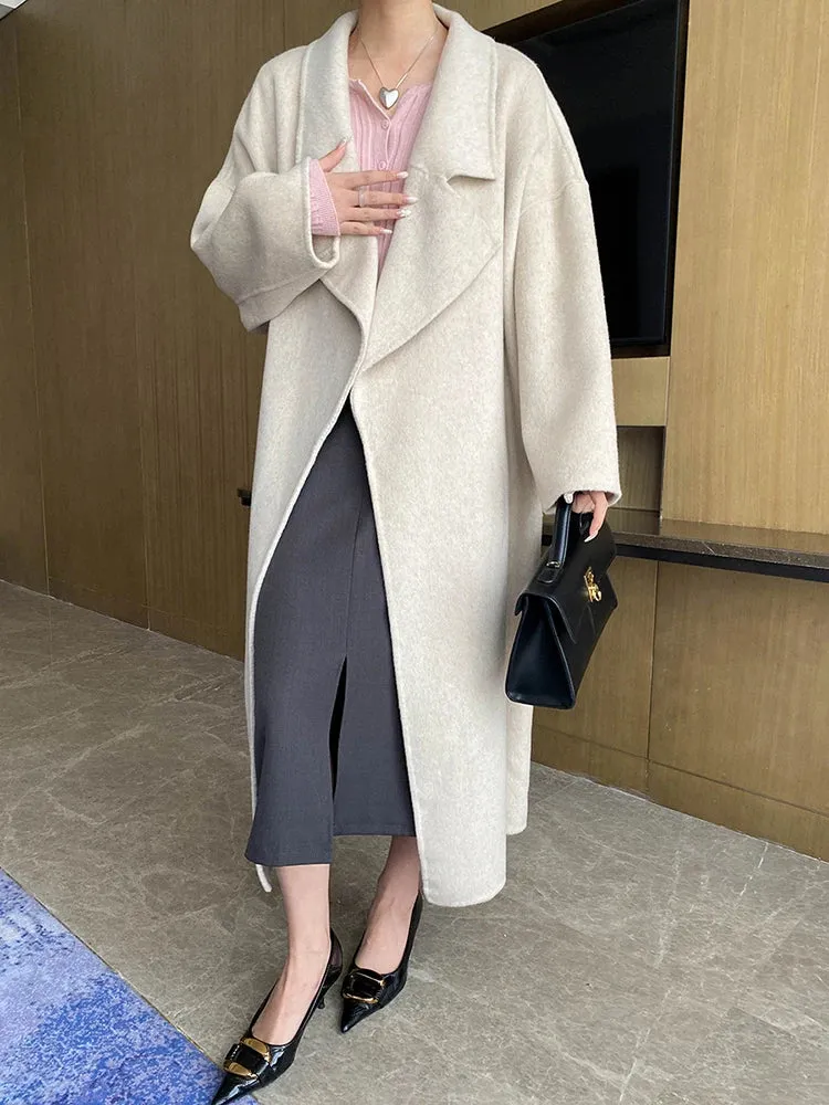 Women's Petite Wool-Blend Long Jacket Coat