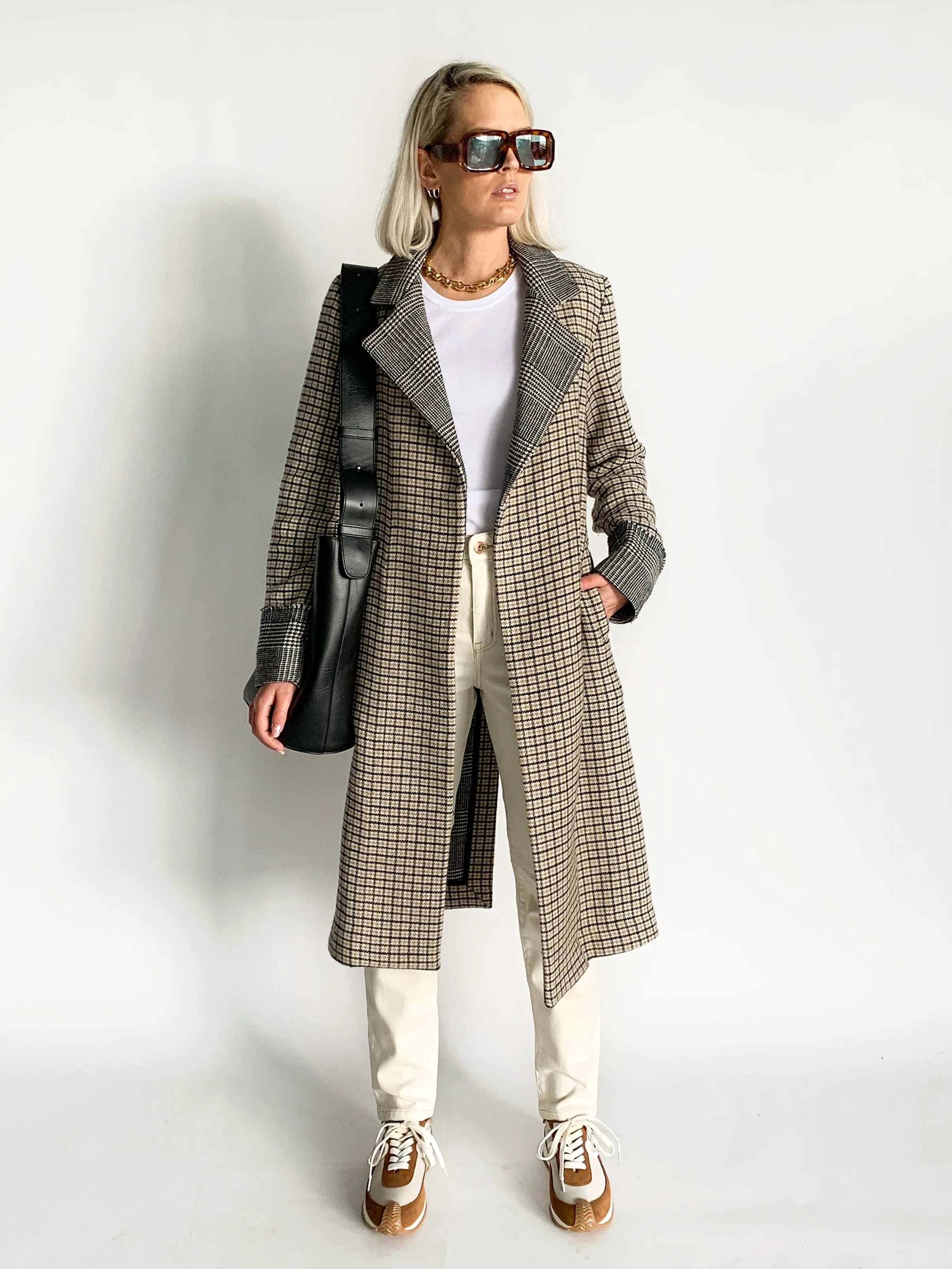 Wool Houndstooth Coat