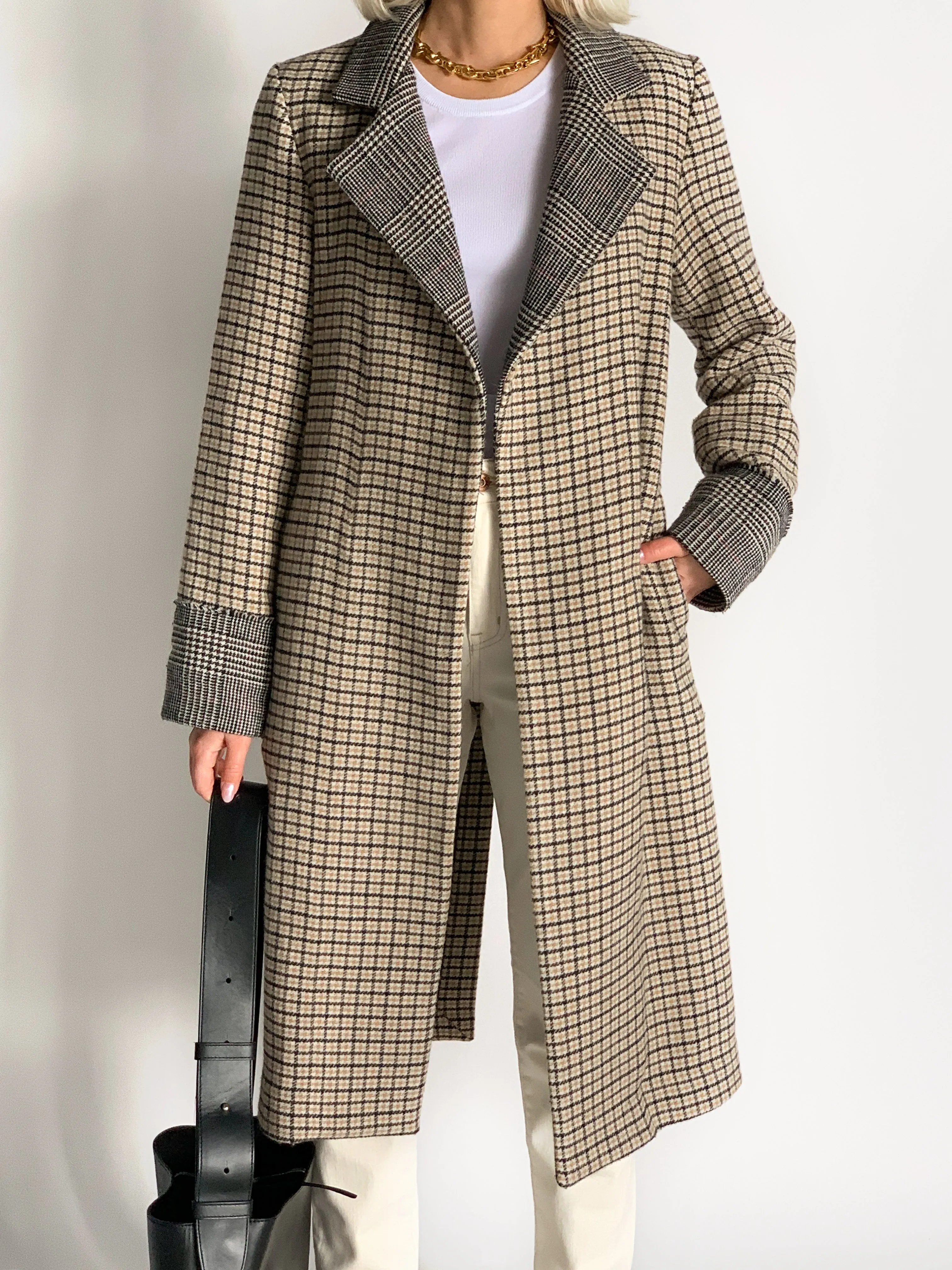 Wool Houndstooth Coat