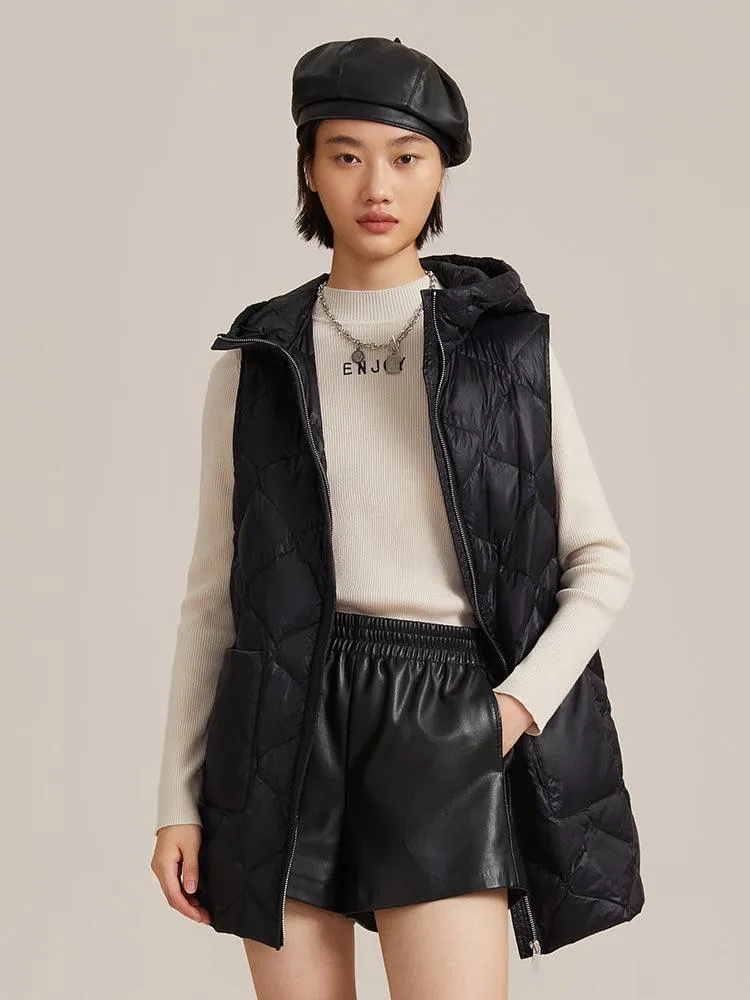 Woolen Coat & Down Puffer Vest Two-Piece Suit