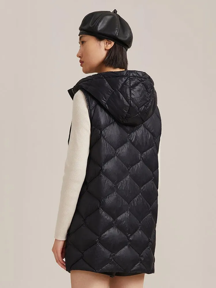 Woolen Coat & Down Puffer Vest Two-Piece Suit